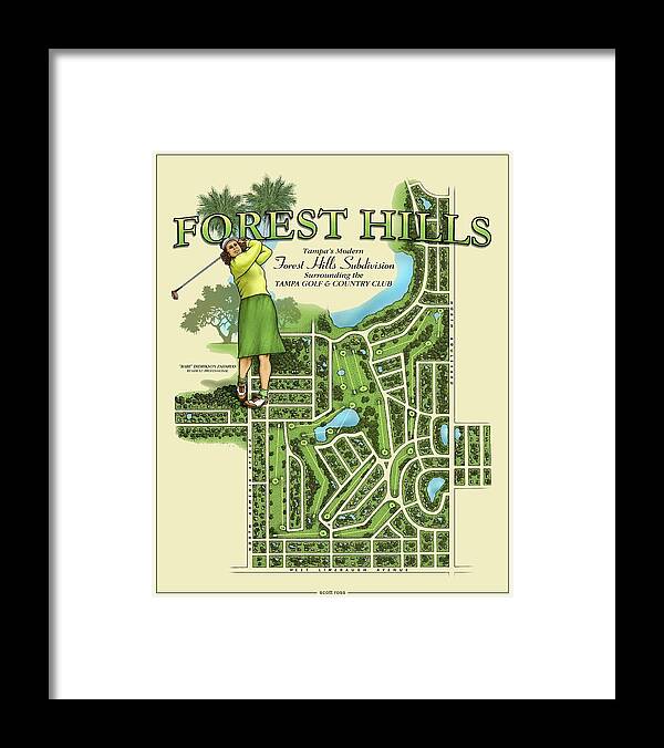Tampa Framed Print featuring the digital art Forest Hills by Scott Ross