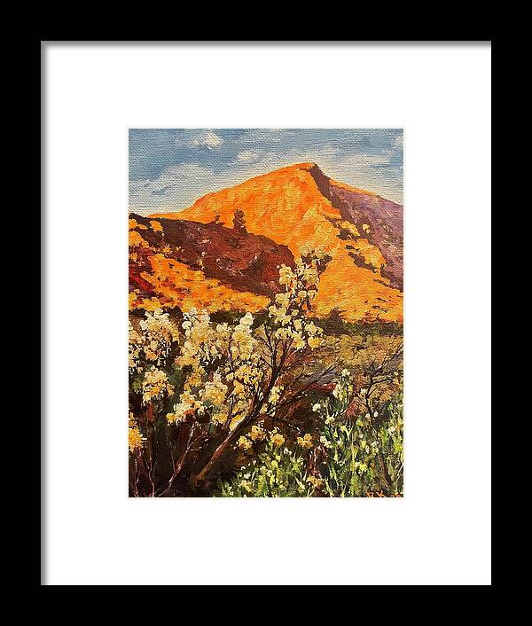 Landscape Framed Print featuring the painting Fortuna mountain 2 by Ray Khalife
