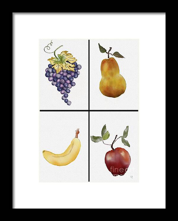 Fruit Framed Print featuring the digital art Four Colorful Fruits by Lois Bryan