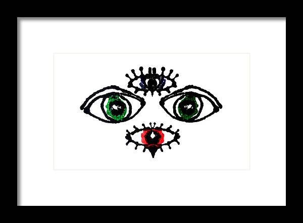 Abstract Framed Print featuring the painting Four Eyes by Stephenie Zagorski