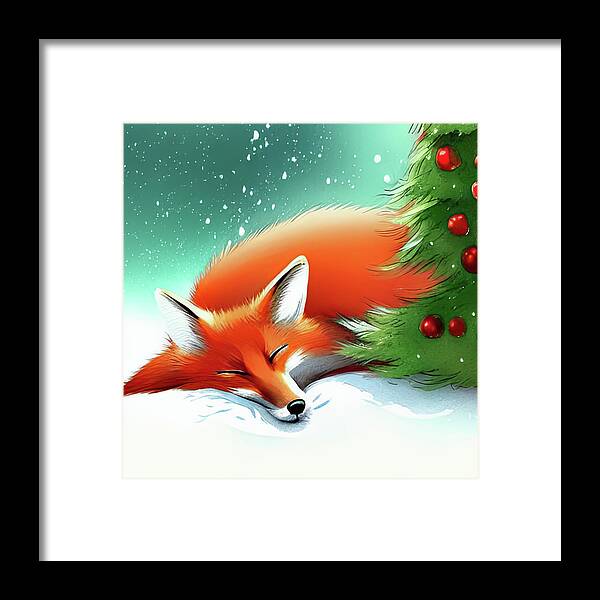 Fox Framed Print featuring the painting Fox Asleep by Bob Orsillo