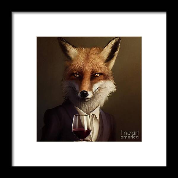 Wild Framed Print featuring the painting Fox Having Drink by N Akkash