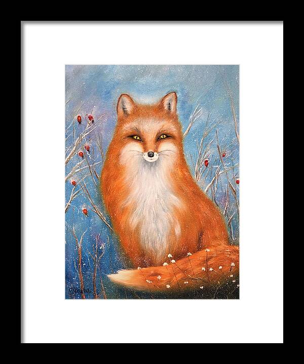 Wall Art Animals Fox  Red Fox Gloss Print Cards Of Original Painting Fox Double Page Postcard Of Original Painting White Envelope Greeting Cards Posters Framed Print featuring the photograph Fox by Tanya Harr