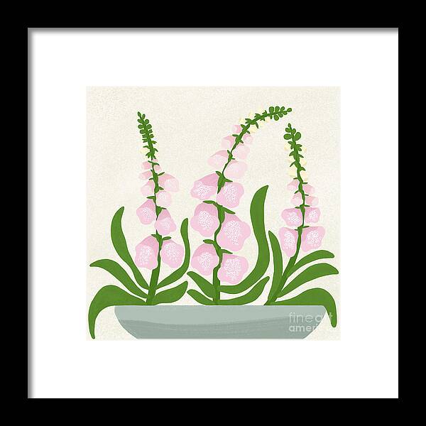 Foxgloves Flowers Framed Print featuring the drawing Foxglove flowers by Min Fen Zhu