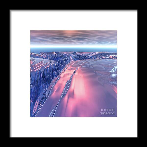 Glacier Framed Print featuring the digital art Fractal Glacier Landscape by Phil Perkins