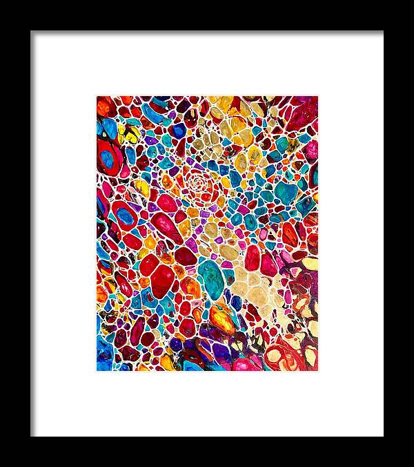 Contemporary Framed Print featuring the painting Fractals Of Happy. Collection 5D by Helen Kagan