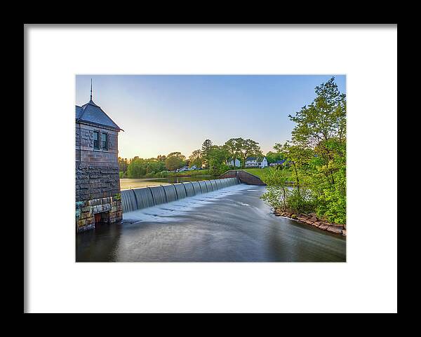 Framingham Number One Dam And Gatehouse Framed Print featuring the photograph Framingham Number One Dam and Gatehouse by Juergen Roth