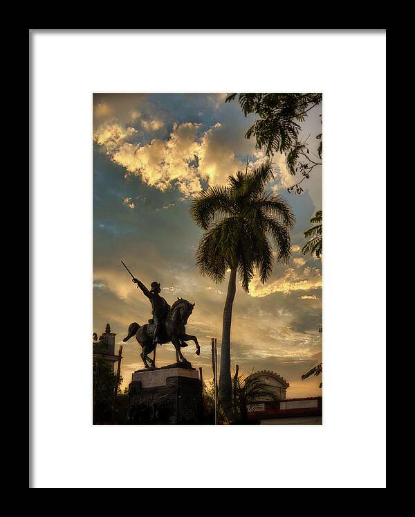 Palm Framed Print featuring the photograph Francisco De Aguero Statue by Micah Offman
