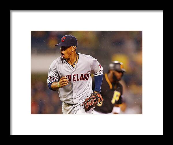 Double Play Framed Print featuring the photograph Francisco Lindor by Jared Wickerham