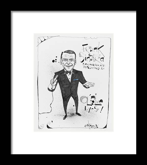  Framed Print featuring the drawing Frank Sinatra by Phil Mckenney