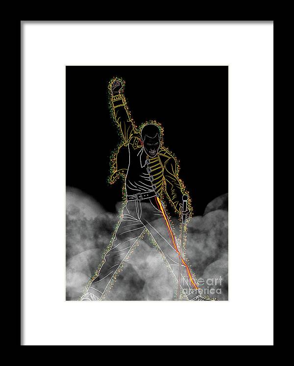 Freddie Mercury Framed Print featuring the digital art Freddie Mercury Smoke by Marisol VB