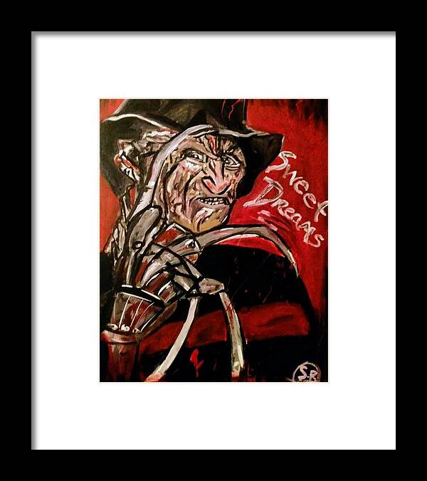 He Still Scares Me As An Adult ❤️ Framed Print featuring the painting Freddy Krueger by Shemika Bussey