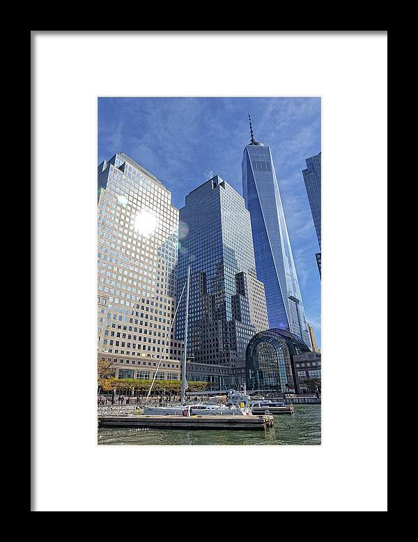 Freedom Tower Framed Print featuring the photograph Freedom Tower and Harbor by Russel Considine
