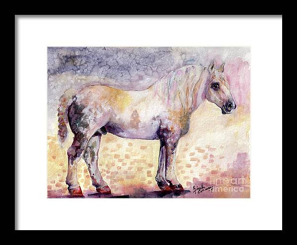 Horses Framed Print featuring the painting French Breed Percheron Stallion by Ginette Callaway