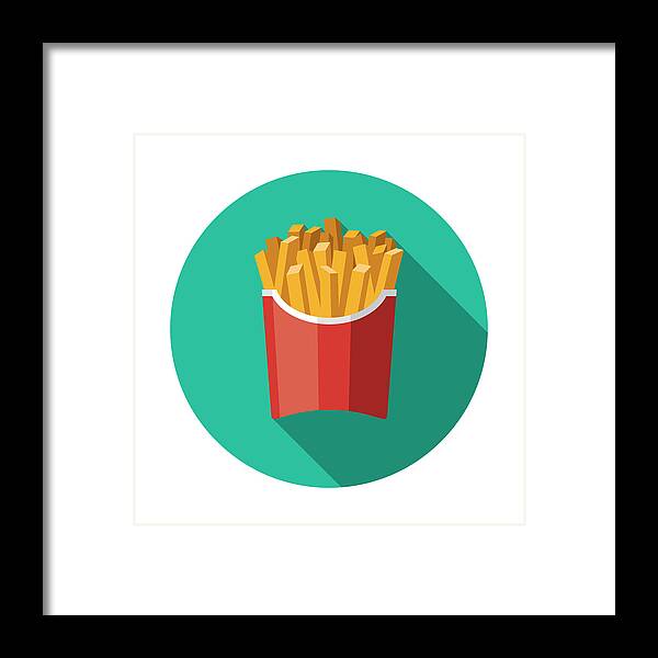 Yellow Framed Print featuring the drawing French Fries Processed Food Icon by Bortonia