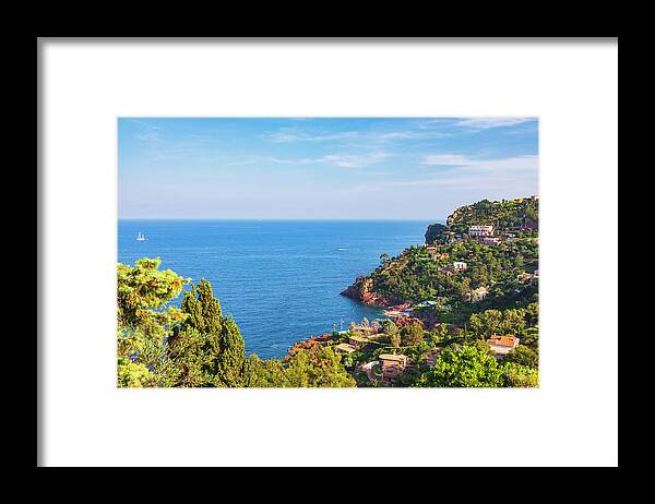 French Riviera Framed Print featuring the photograph French Mediterranean Coastline by Tatiana Travelways