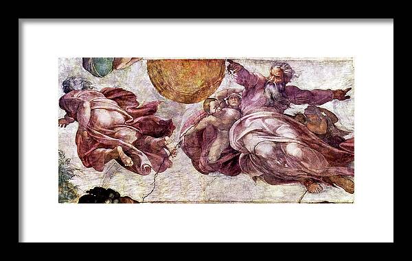 Religion Framed Print featuring the painting Fresco in the Sistine Chapel by Michelangelo