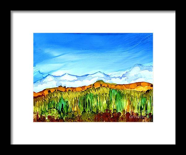 Alcohol Ink Framed Print featuring the painting Fresh Air by Beth Kluth