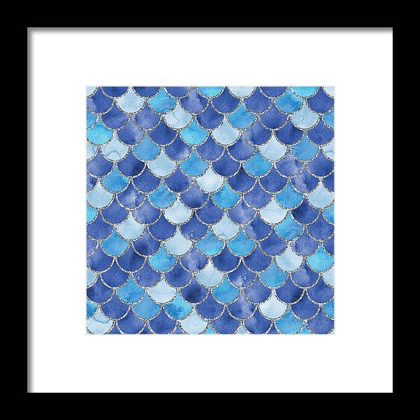 Blue Framed Print featuring the digital art Fresh Blue Mermaid Scales by Sambel Pedes
