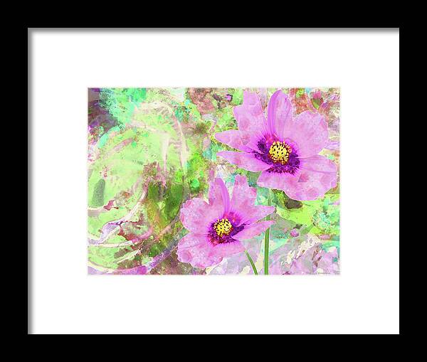 Pink Framed Print featuring the painting Fresh Cut Flowers - Pink Cosmos Art by Sharon Cummings