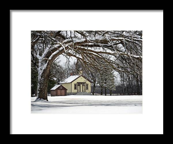 Cooksville Framed Print featuring the photograph Freshly Frosted - Cooksville one room schoolhouse and now community center in winter by Peter Herman