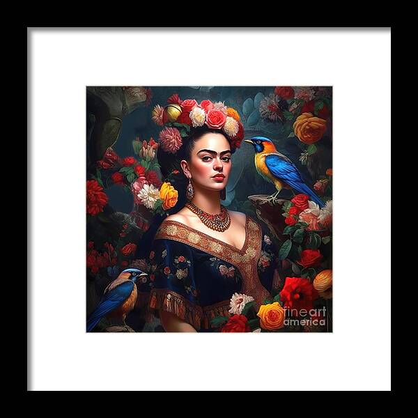 Frida Kahlo Framed Print featuring the painting Frida Kahlo Self Portrait 5 by Mark Ashkenazi