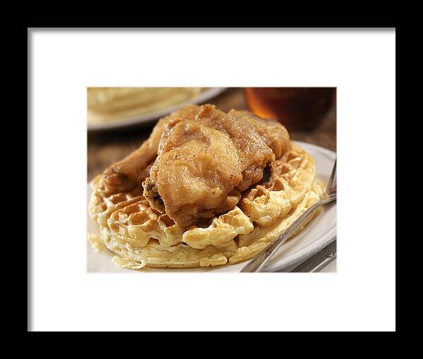 Breakfast Framed Print featuring the photograph Fried Chicken and Waffles by LauriPatterson