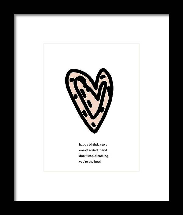 Bday Framed Print featuring the digital art Friend Heart Birthday by Ashley Rice