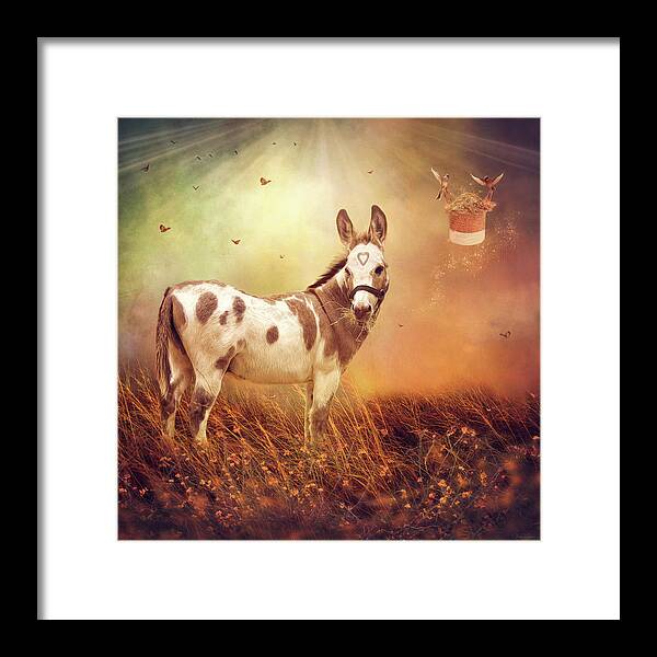 Donkey Framed Print featuring the digital art Friends in High Places by Nicole Wilde