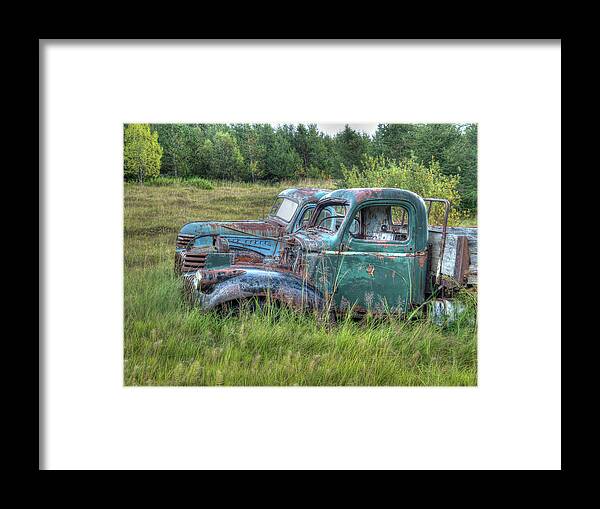 Ford Chevy Framed Print featuring the photograph Friends in Retirement by Kristia Adams