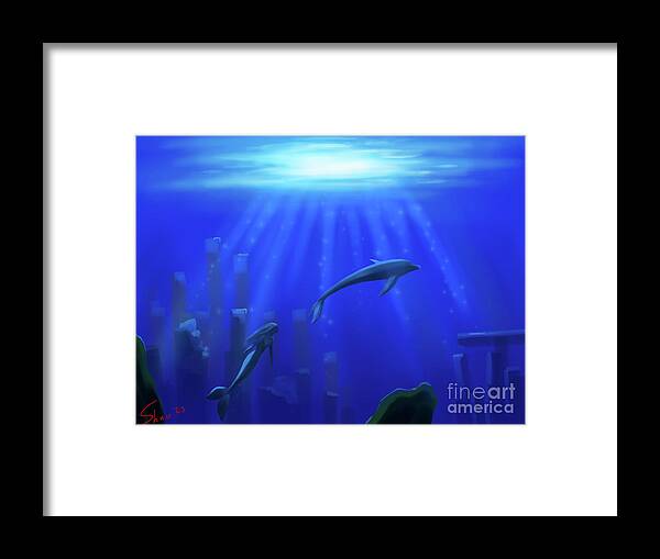 Mermaid Framed Print featuring the digital art Friends of the Deep by Rohvannyn Shaw