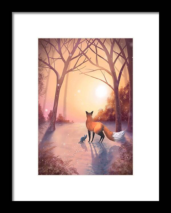The Fox And The Mouse Tell A Tale Of Boundless Friendship. Enough To Warm Your Heart On Even The Coldest Of Days. Framed Print featuring the painting Friendship by Rachel Emmett