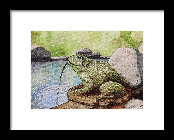 Frog Framed Print featuring the painting Frog pond by Lisa Mutch