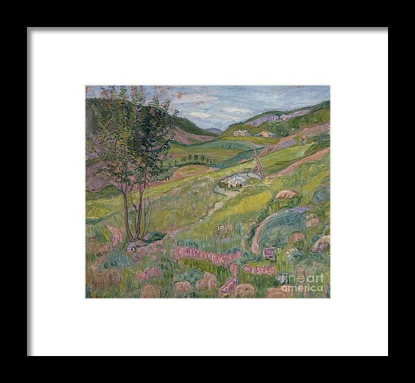 Lars Jorde Framed Print featuring the painting From Faaberg, 1910 by O Vaering by Lars Jorde
