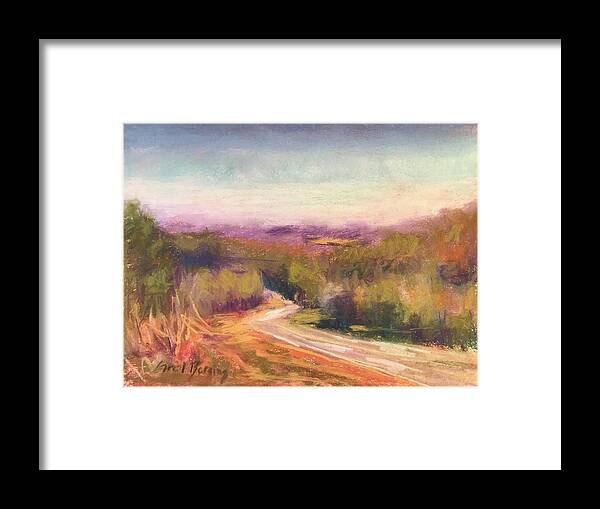 December Framed Print featuring the pastel From Peak's Hill in December by Carol Berning