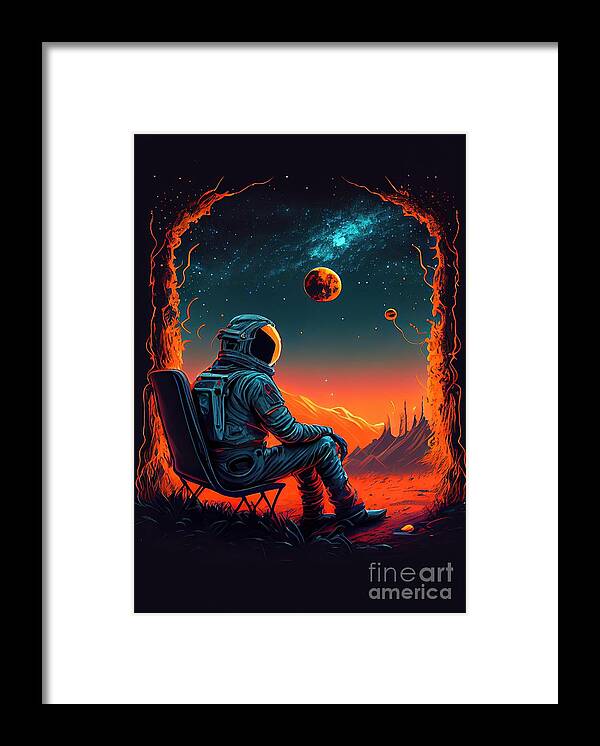 Astronaut Framed Print featuring the painting From The Cave by N Akkash