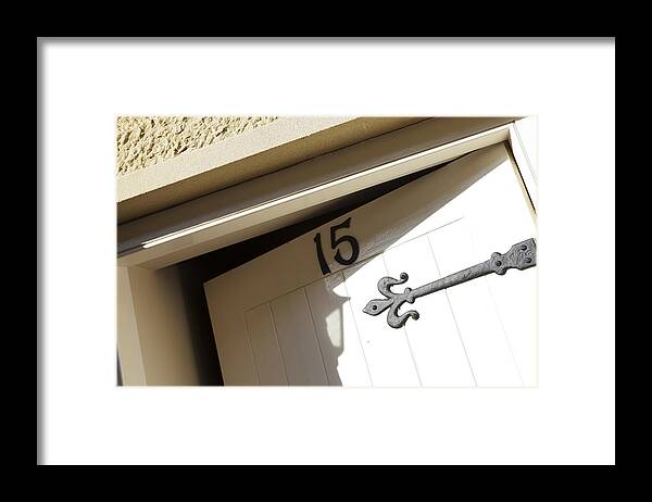 Shadow Framed Print featuring the photograph Front door, open ajar, number fifteen by Dan Prince
