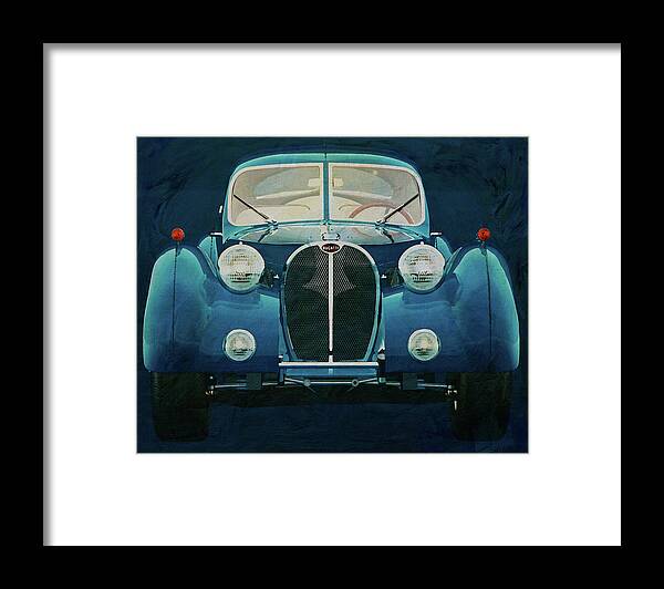 Bugatti Framed Print featuring the painting Front of a Bugatti 57-SC Atlantic 1938 by Jan Keteleer