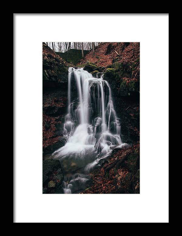 Splash Framed Print featuring the photograph Frosty waterfall Tosanovsky in Czech republic by Vaclav Sonnek