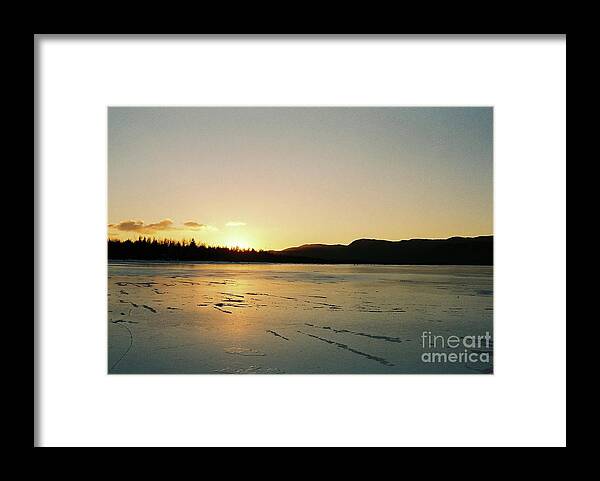 #juneau #alaska #ak #mendenhall #mendenhalllake #lake #winter #frozen #sunset #cold #vacation #peaceful Framed Print featuring the photograph Frozen Sunset by Charles Vice