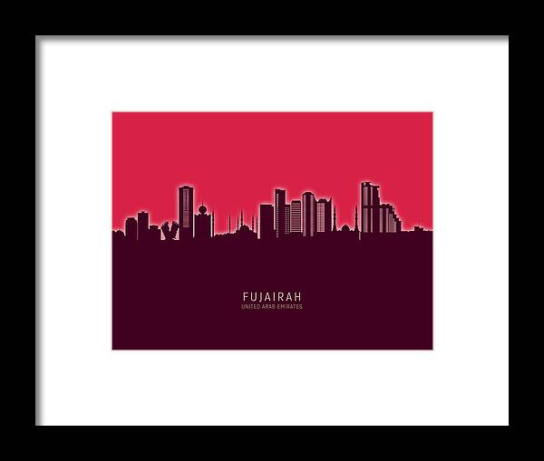 Fujairah Framed Print featuring the digital art Fujairah Skyline #09 by Michael Tompsett