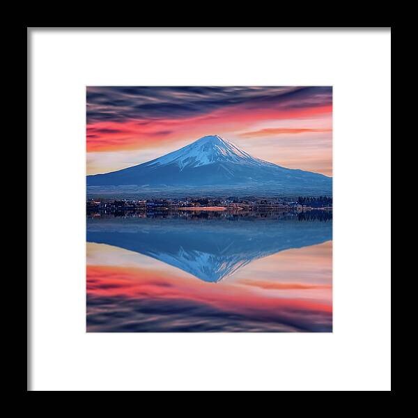 Mountain Framed Print featuring the photograph Fuji Sunset by Manjik Pictures