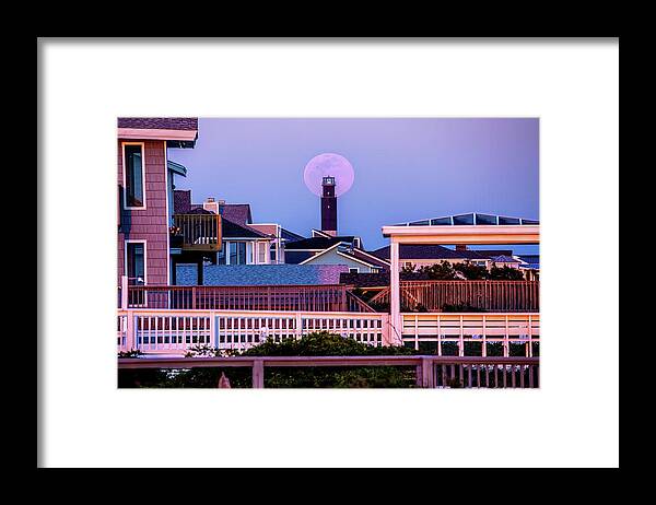 Fullmoon Framed Print featuring the photograph Full Moon at the Lighthouse by Nick Noble
