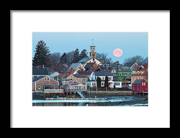 Portsmouth Framed Print featuring the photograph Full Moon Over Portsmouth by Eric Gendron