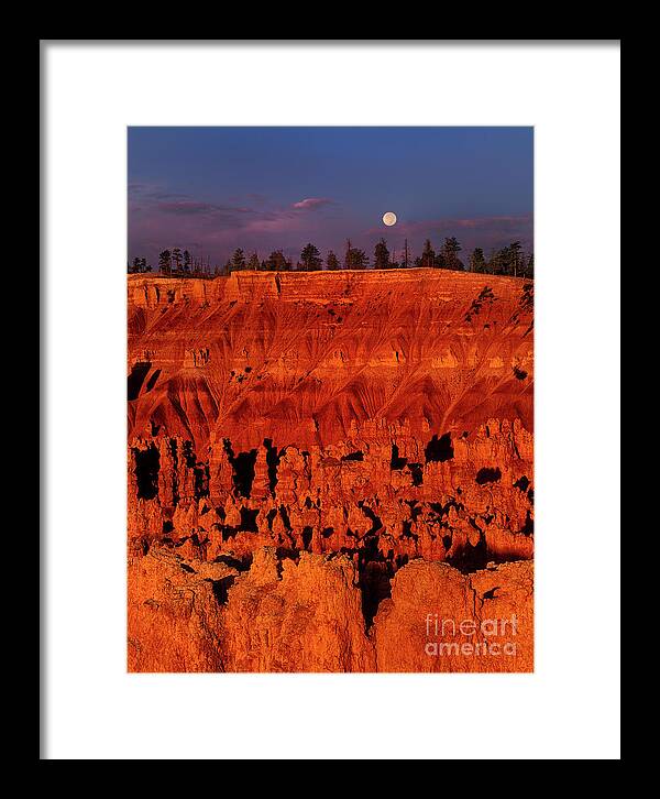 Dave Welling Framed Print featuring the photograph Full Moon Silent City Bryce Canyon National Park Utah by Dave Welling