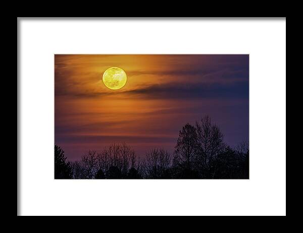 Moon Framed Print featuring the photograph Full Worm Moon Over Allentown by Jason Fink