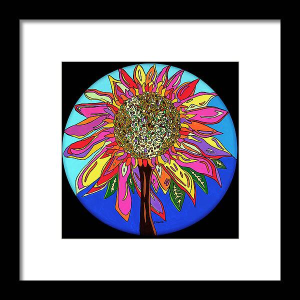 Flower Psychedelic Colorerful Pop Art Framed Print featuring the painting FunFlower by Mike Stanko