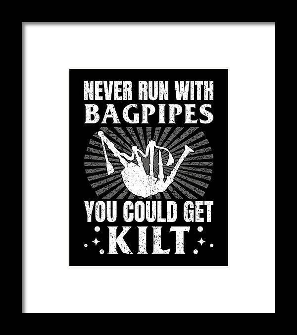 Bagpipe Framed Print featuring the digital art Funny Bagpipe Vintage Bagpiper by Me