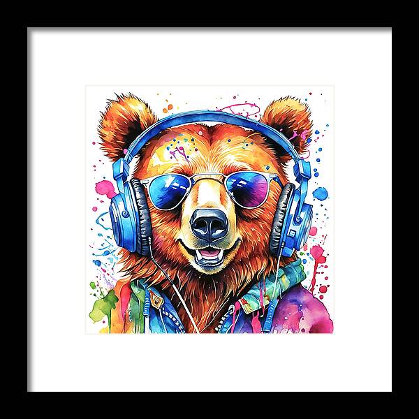 Bear Framed Print featuring the digital art Funny Bear by Manjik Pictures