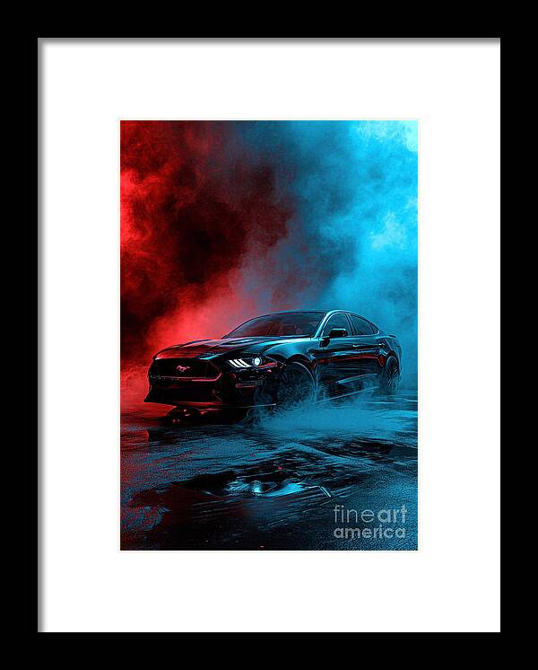 Car Framed Print featuring the digital art Fusion Flames Ford Fusion in Epic Smoke Journeys by Clark Leffler